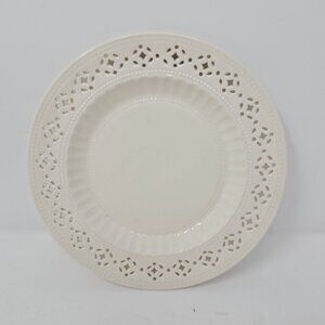 1 Vintage Hartley Greens Creamware Bread Dessert Plate Diamond Pierce Cut Rim 7"